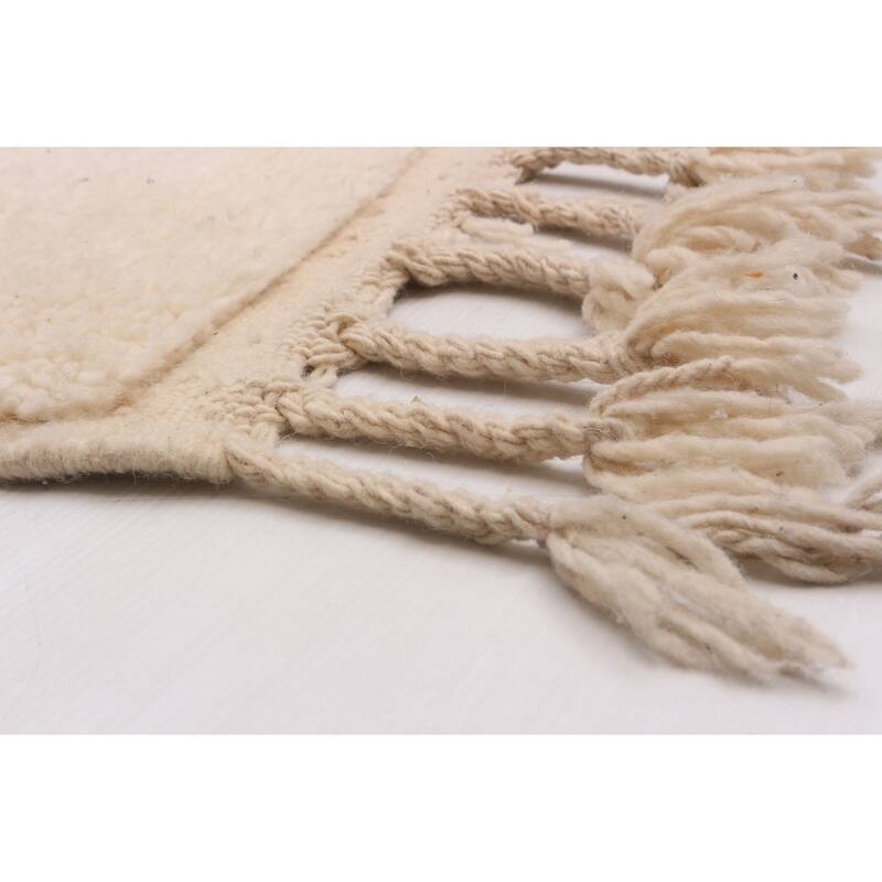 ECARPETGALLERY Hand-knotted Beni Ourain Cream Wool Rug - 6'0 x 8'3