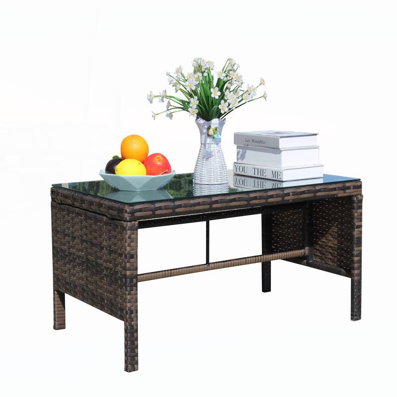 Outdoor patio Furniture 1 wicker Coffee Table,Brown