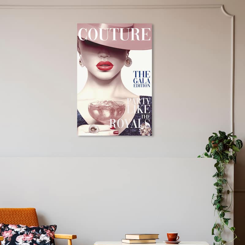 Wynwood Studio Canvas Fashion and Glam Cover Model Couture I Pink and Light Pink Modern & Contemporary Wall Art Canvas Print - 30 x 20