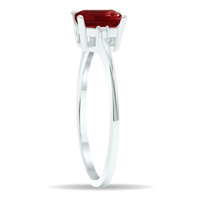 Women's Garnet and Diamond Classic Band in 10K White Gold