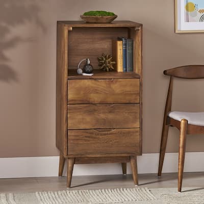 Chest of 3 Drawer with Sleek Splayed Legs and Recessed Handles for Bedroom,Living Room