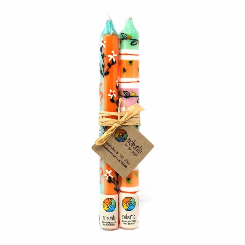 Handmade Imbali Design Candles, Set of 2 (South Africa)