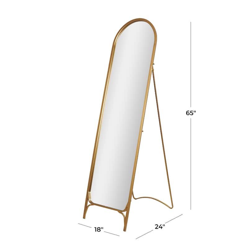 Metal Arched Freestanding Foldable Floor Mirror - Gold - Roche River Decor - 24"W x 18"L x 65"H