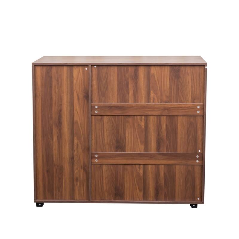 44.88" Wooden 5-Tier Shoe Storage Cabinet with Adjustable Shelves & Louvered Doors
