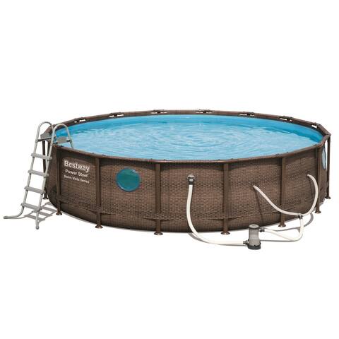Bestway 16ft x 4ft Power Steel Swim Vista Above Ground Swimming Pool Set & Pump