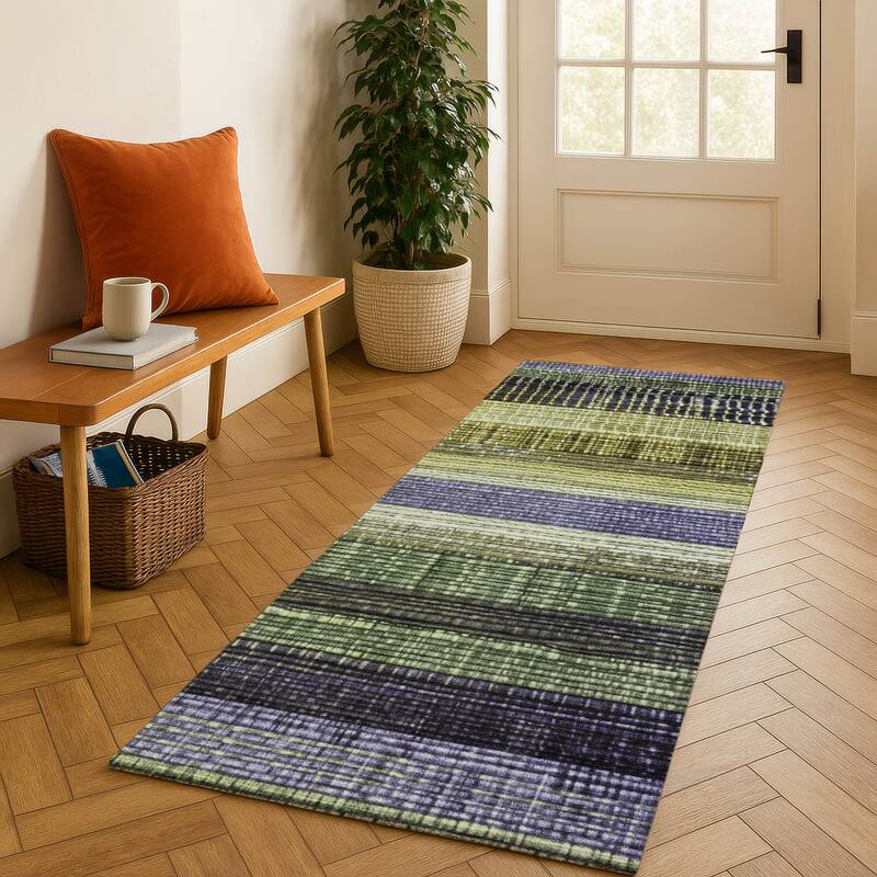 Premium Washable Super Soft Ombre Stripe Mayfield Rug - Aloe - 2'3" x 7'6"