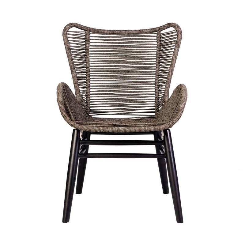 Fanny Solid Eucalyptus Wood & Rope Outdoor Patio Dining Chair
