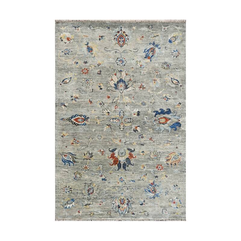 Transitional Turkish Oushak Gray Wool Oriental Area Rug Hand Knotted - 5' 6'' x 8' 4''