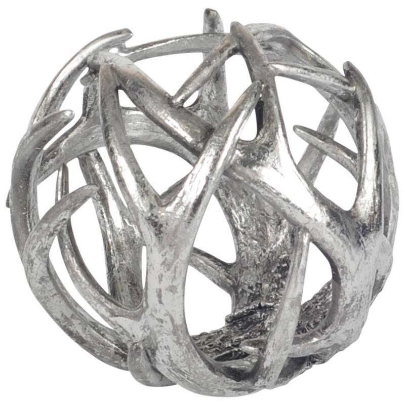 Silver Resin Antler Shaped Sculpture - 7" W x 7" D x 7" H