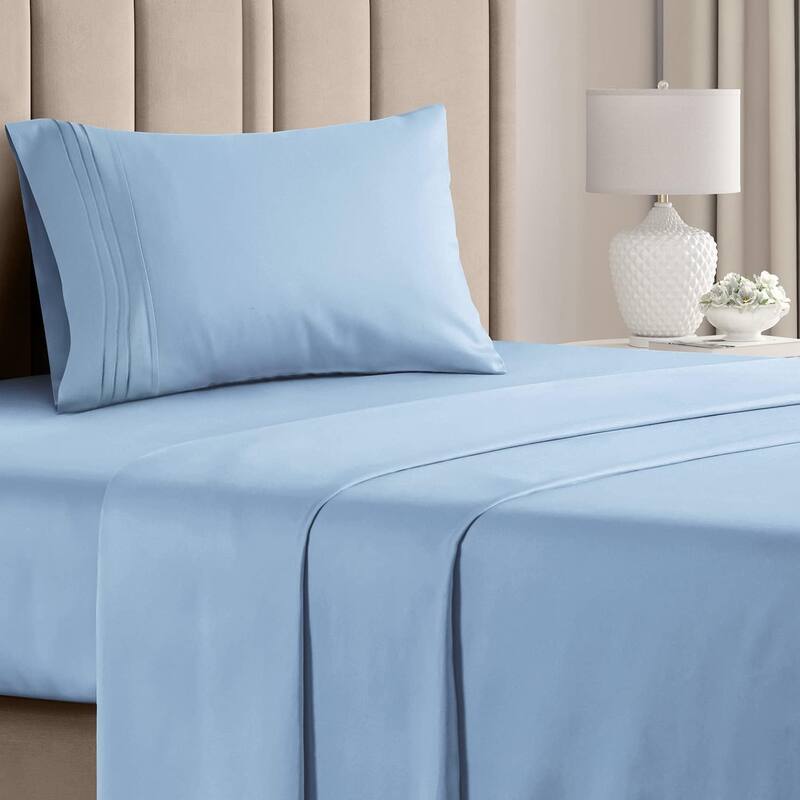 CGK Linens 4 Piece Solid Deep Pockets Microfiber, Easy-Fit Bed Sheet Set