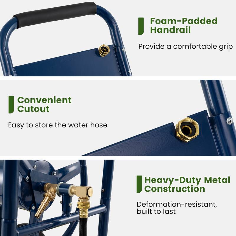 Gymax Garden Hose Reel Cart 4 Wheels 330 ft 5/8'' Large Capacity for