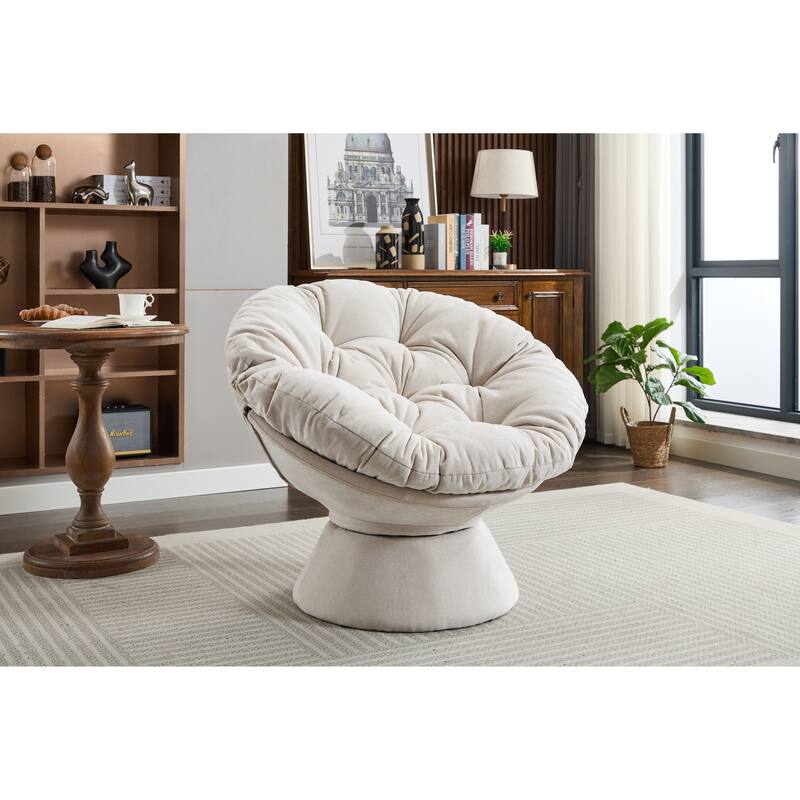 Oversized Swivel Accent Chair, 360-Degree Swivel Barrel Chair, Papasan Chair for Living Room and Bedroom Comfort