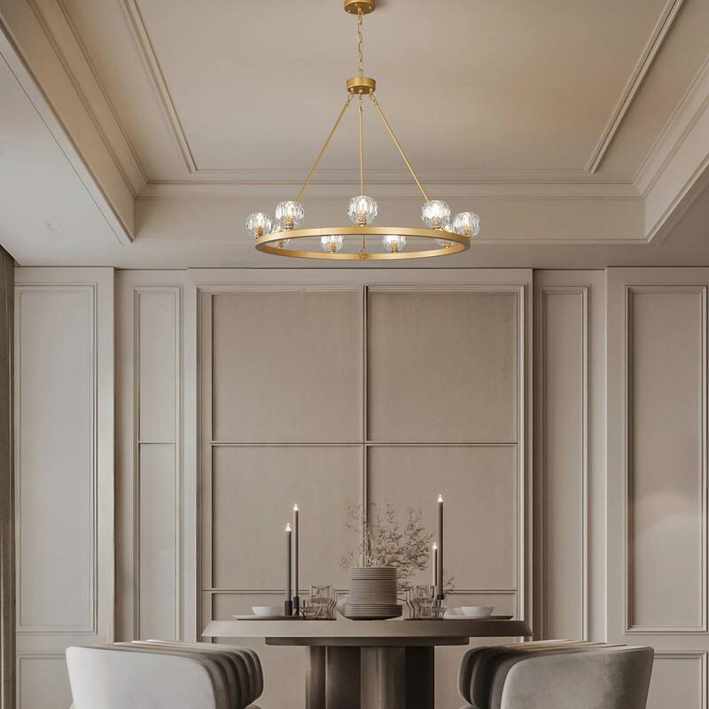 KAYLA 48" 20-Light Double-Layer Crystal Ball Chandelier