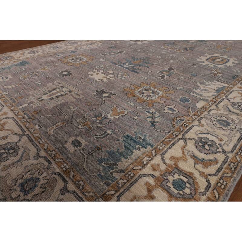 Gray Turkish Oushak Vegetable Dye Area Rug Hand-Knotted Wool Carpet - 5'10"x 8'6"
