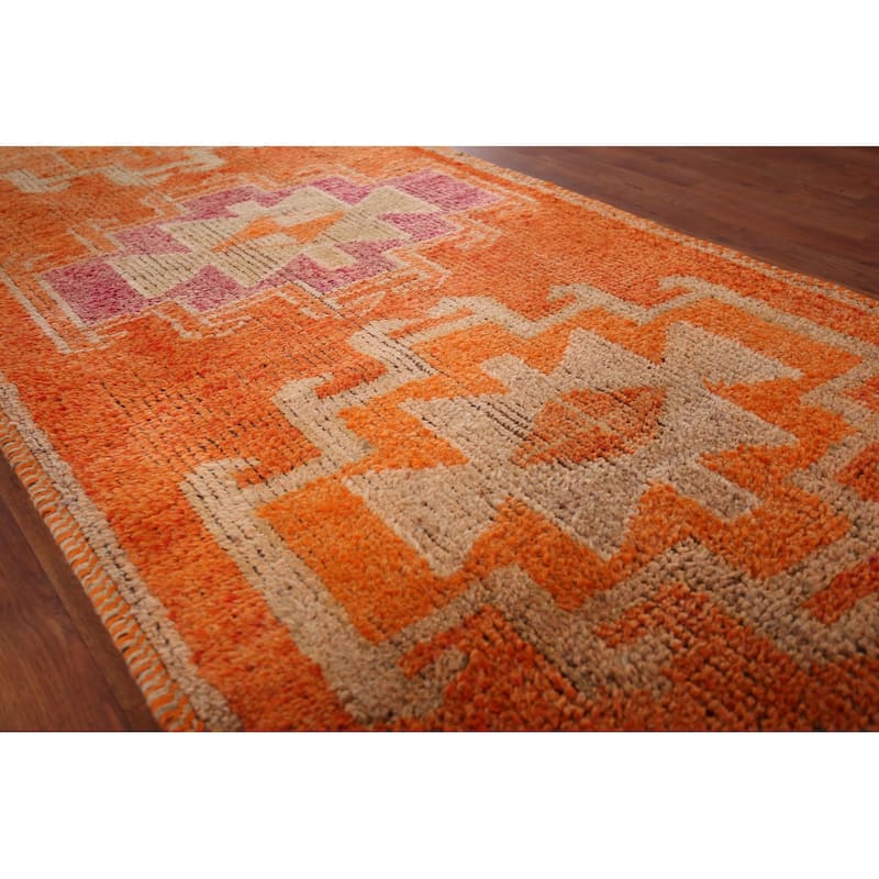 Transitional Oushak Vintage Runner Rug Handmade Wool Carpet - 3'6"x 9'9"