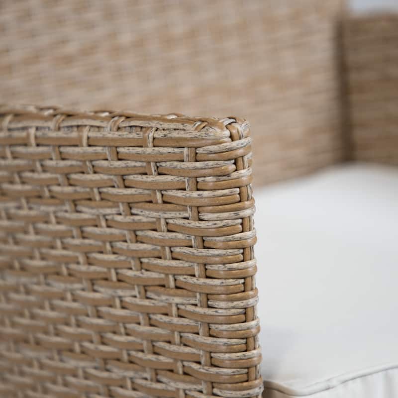 Zaara Compact Contemporary Wicker 3-Piece Outdoor Wicker Conversation Set by M&L Co