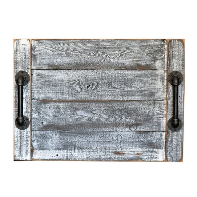 Farmhouse Noodle Board Rustic Wood Stove Top Cover with Handles - Grey