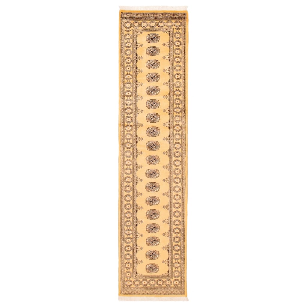 ECARPETGALLERY Hand-knotted Peshawar Bokhara Gold Wool Rug - 2'7 x 10'5
