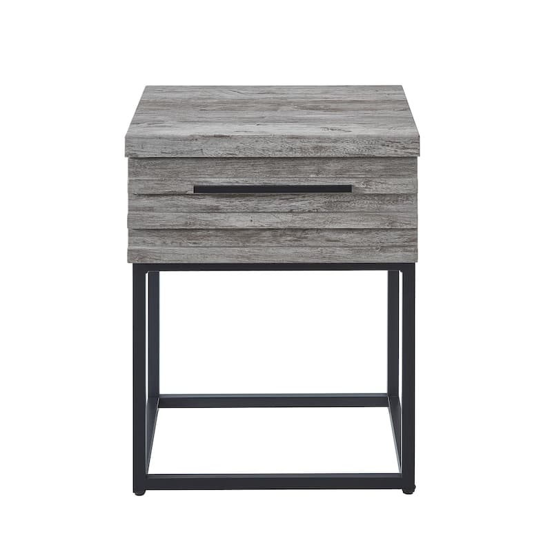 17.75" Modern Storage End table with Stylish Drawer and Metal Base for Living Room or Bedroom