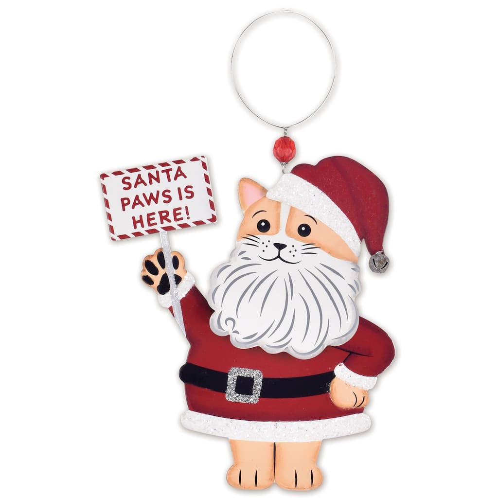 Chubby Santa Cat Ornament -Set of 2