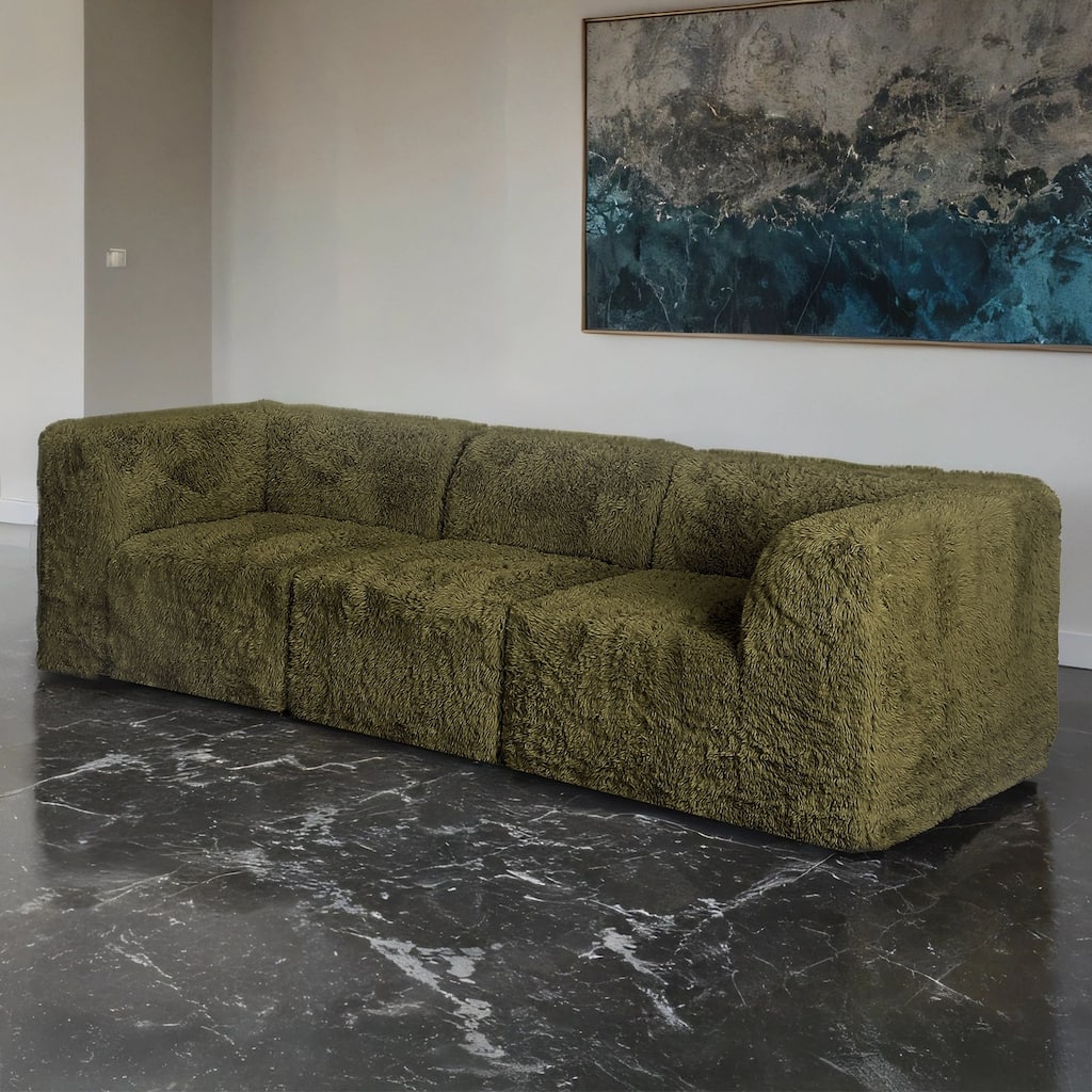 Olive Green Finish Modular Design Compressed Sofa 1pc