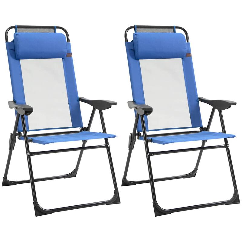 Folding Patio Dining Chairs Set of 2,Adjustable Sling,Headrest,Outdoor