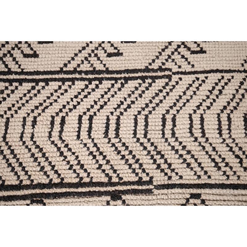 Beige Geometric Moroccan Area Rug Handmade Wool Carpet - 7'11"x 10'3"