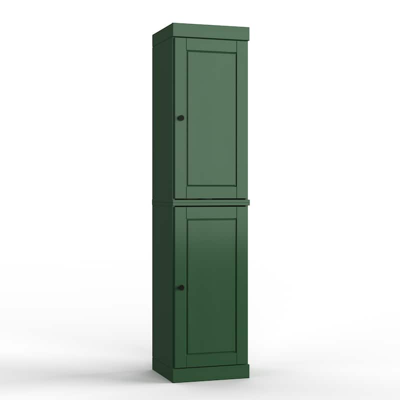 100% Solid Wood Tall Freestanding Bathroom Linen Cabinet with Doors, Adjustable Shelves, Modular Storage, 16.5" W x 71.5" H