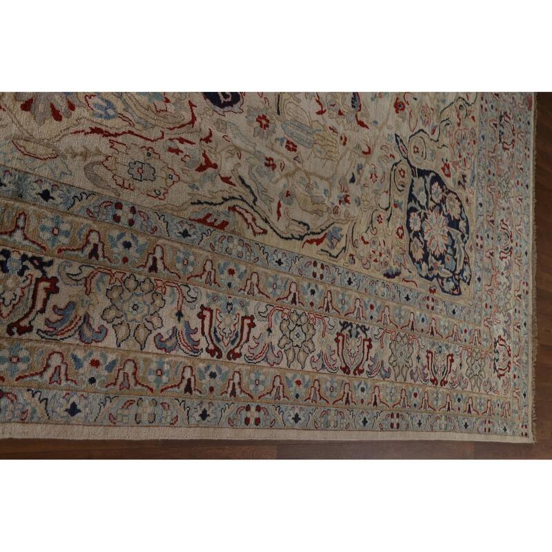 Hand Knotted Oriental 100% Wool Carpet Traditional Floral Beige & Ivories Sultanabad Area Rug - 14' 1'' X 10' 0''