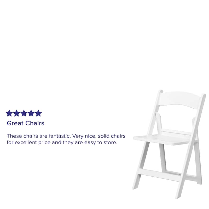 4 Pack 1000 lb. Capacity White Resin Folding Chair with Slatted Seat - 18"D x 17.5"W x 30.75"H