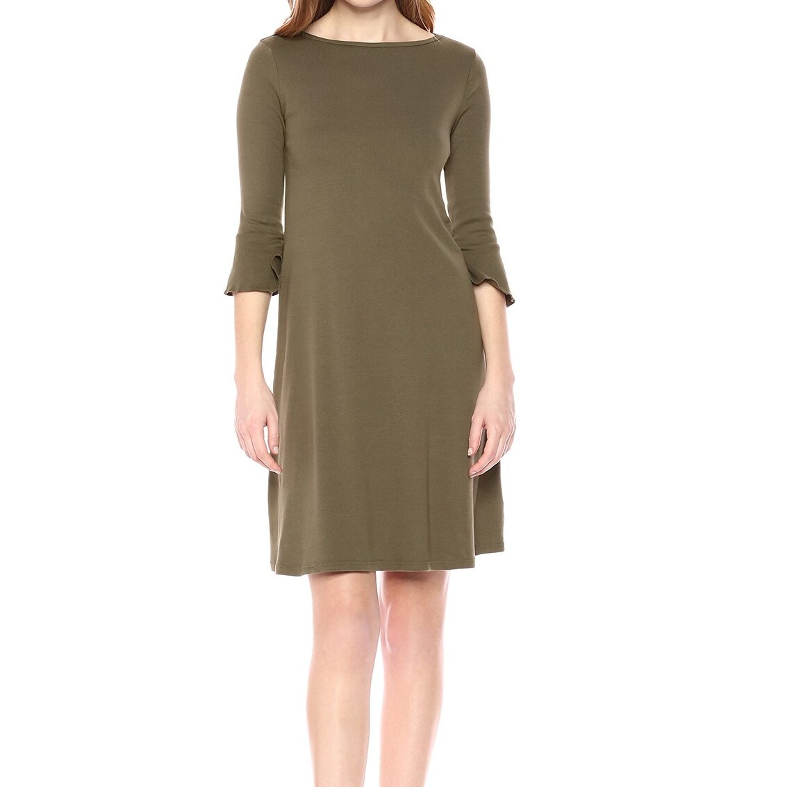 Shop Three Dots Womens T Shirt Dress Olive Green Size Small S Bell Sleeve On Sale Overstock 31123244