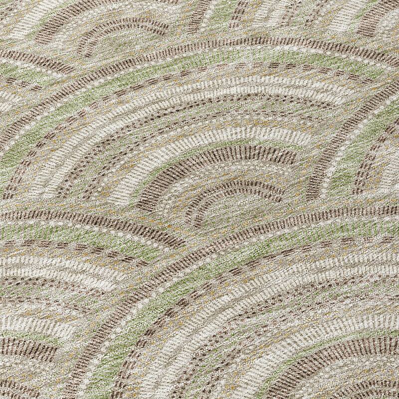 Machine Washable Indoor/ Outdoor Modern Mosaic Chantille Rug