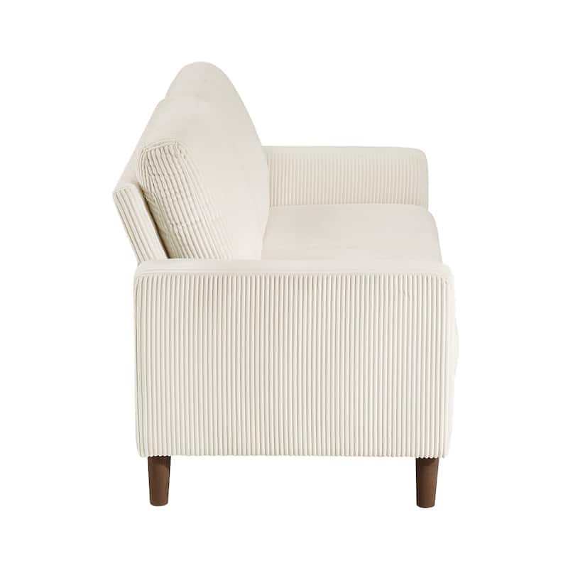 Caspian 54.5" Corduroy Living Room Loveseat - Wood Finish Exposed Feet