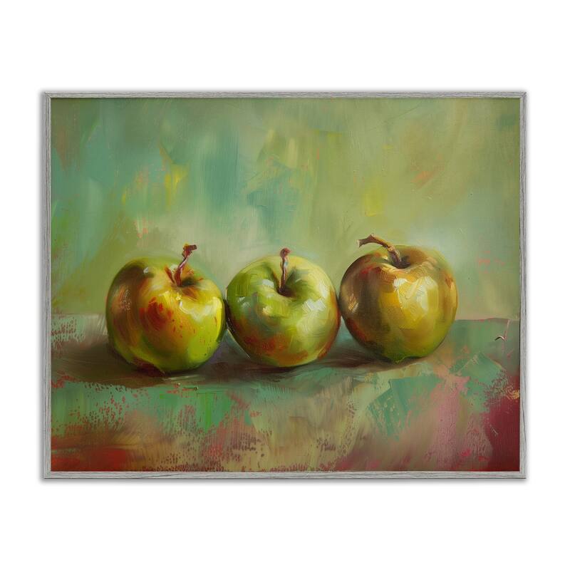 Stupell Traditional Apple Trio Still Life Framed Giclee Art Design By Arlington Prints - 20 x 16 - Grey