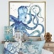 preview thumbnail 3 of 9, Designart "Blue Deep Sea VIII" Coastal Framed Canvas 16 in. wide x 16 in. high - Gold
