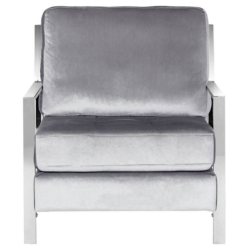 SAFAVIEH Mid-Century Modern Glam Walden Velvet Light Grey Club Chair - 30" x 33.5" x 34.3"