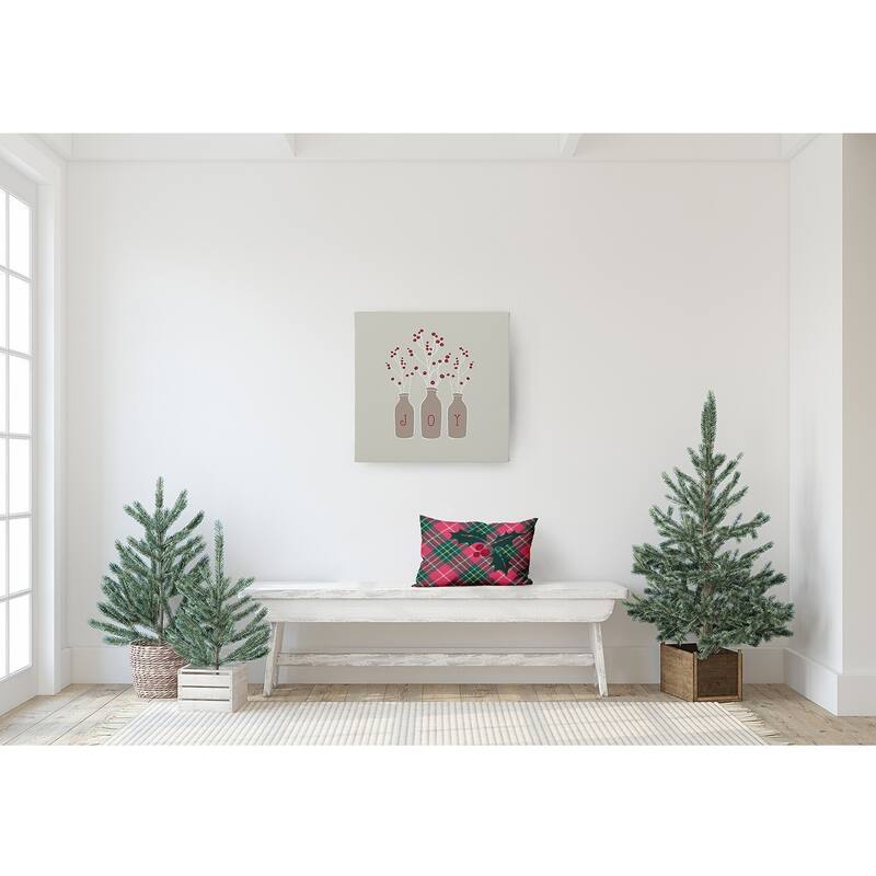 Holly on Plaid Christmas/Winter Accent Pillow