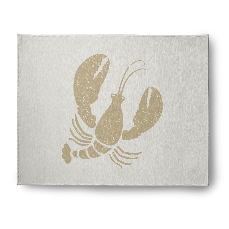 Lobster Nautical Chenille Rug - White and White - 8' x 10'