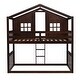 preview thumbnail 5 of 27, Twin over Twin Bunk Bed Frame with Semi-enclosed House Frame, Windows, Headboard, Ladder, Guardrail - Wooden House Bed Frame聽