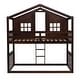 preview thumbnail 27 of 31, Wooden Twin Over Twin House-shaped Bunk Bed With Ladder, Windows and Guardrails