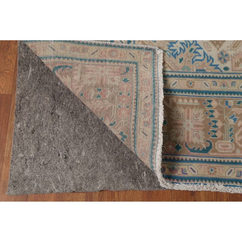 Pink Geometric Tabriz Persian Vintage Area Rug Handmade Wool Carpet - 8'0"x 11'5"