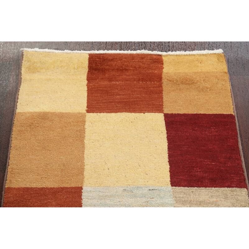 Checkered Gabbeh Kashkoli Oriental Runner Rug Hand-knotted Wool Carpet - 2'2" x 6'0"