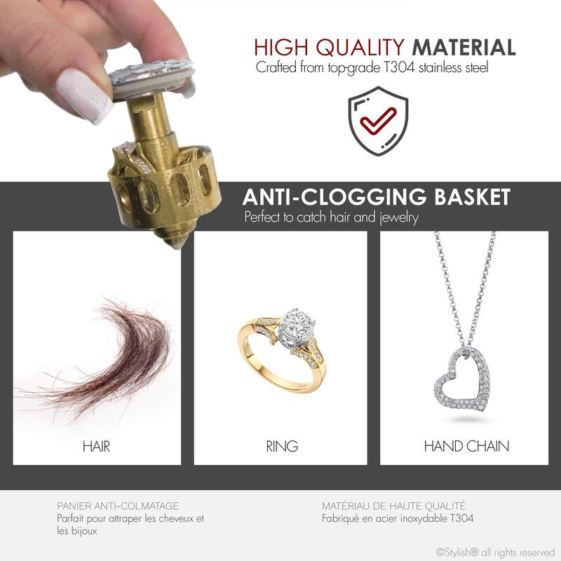 STYLISH Pop-Up Bathroom Sink Drain with Overflow D-700