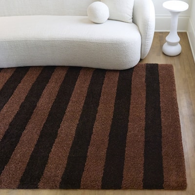 Bruice Striped Shag Area Rug
