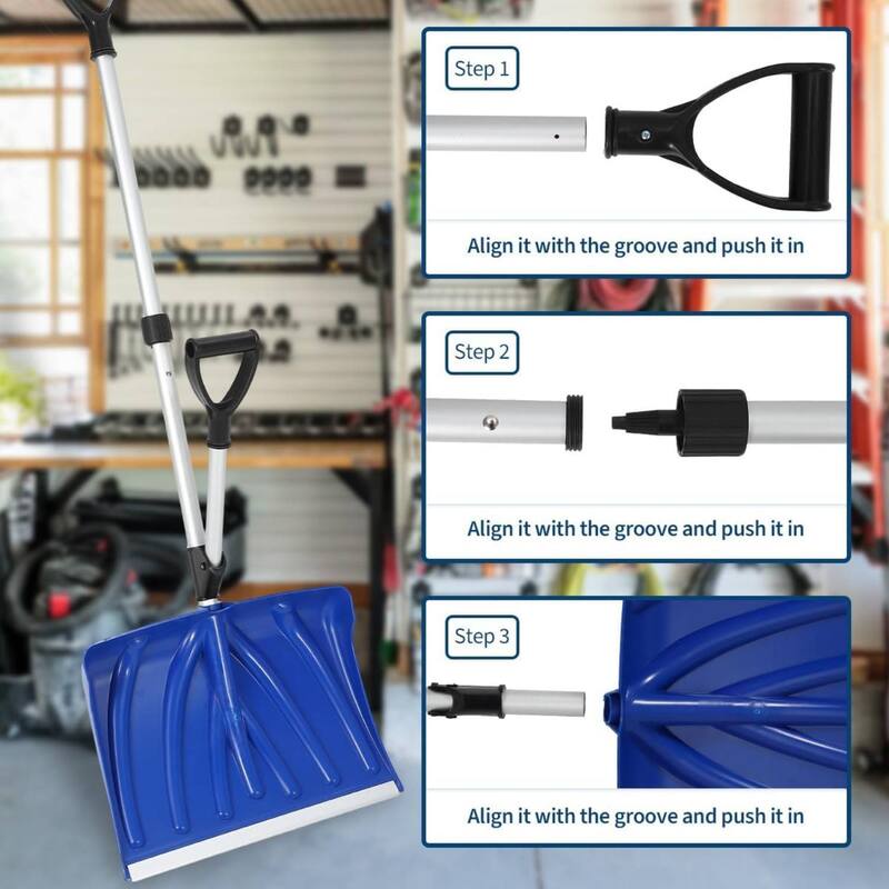 18" Wide Lightweight Snow Pusher Ergonomic Snow Shovel for Driveway, Walkway