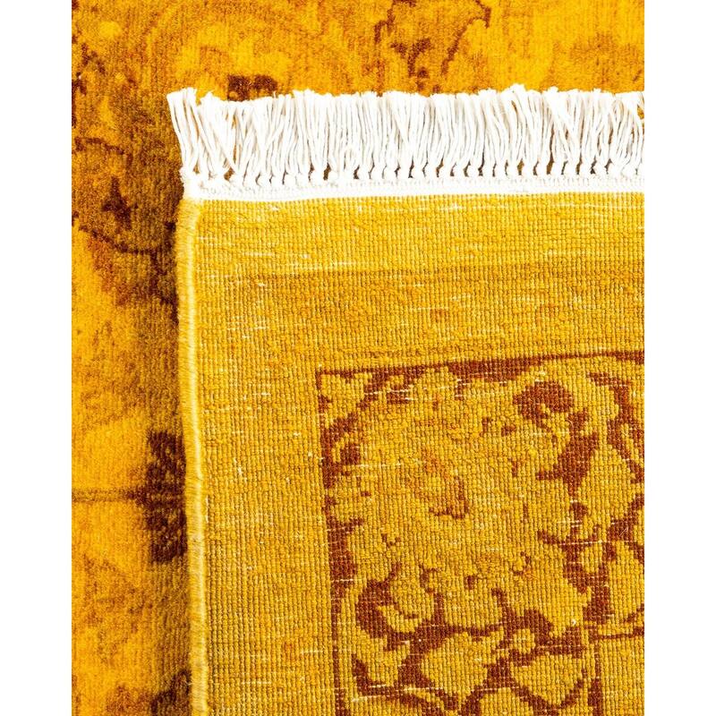 Overton Hand Knotted Wool Vintage Inspired Modern Contemporary Overdyed Yellow Area Rug - 3' 0" x 5' 3"