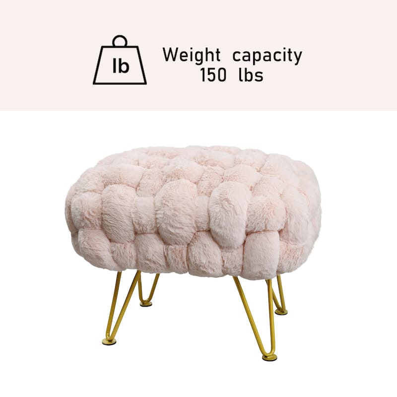 Soft Fauxfur Pouf Stool Ottoman Fuzzy Entryway Bench Seat 27"x20"x19"