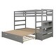 preview thumbnail 17 of 16, Twin Over Twin/King Size Extendable Bunk Bed with Trundle and Storage Stairs