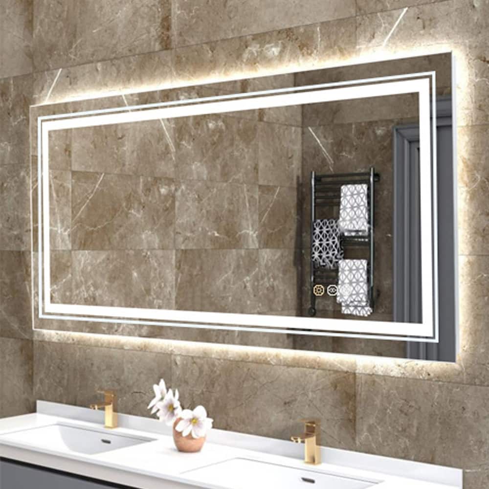 Smart LED Framless Illuminated Bathroom Mirror Anti-Fog Backlit - 42" x 20"