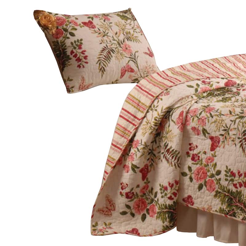 Atlanta Fabric 2 Piece Twin Size Quilt Set with Butterfly Prints,Multicolor